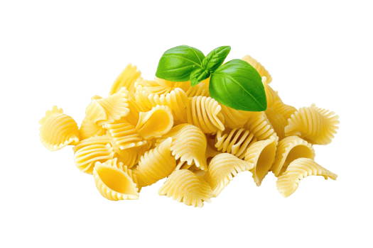 AI generated Conchiglie rigate pasta with basil on transparent background png
