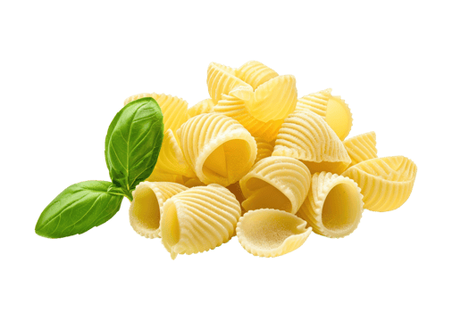 AI generated Conchiglie rigate pasta with basil on transparent background png