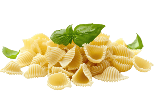 AI generated Conchiglie rigate pasta with basil on transparent background png