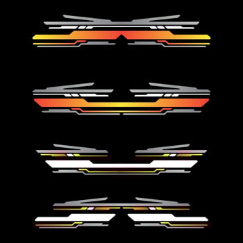 Sport racing car stickers stripe abstract shape . vinyl decal templates isolated set vector