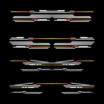 Sport racing car stickers stripe abstract shape . vinyl decal templates isolated set vector