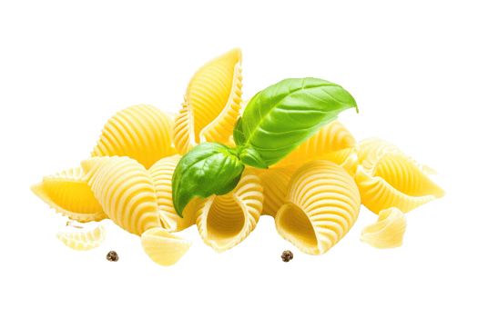 AI generated Conchiglie rigate pasta with basil on transparent background png