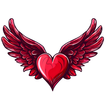 AI generated Sticker of a Love Heart With Wings On a Transparent Background - Ai Generated png