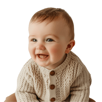 AI generated Smiling Baby Upper Shot with Transparent Background PNG for Versatile Use in Designs and Presentations