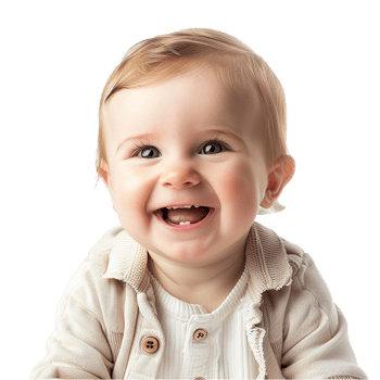 AI generated Smiling Baby Upper Shot with Transparent Background PNG for Versatile Use in Designs and Presentations
