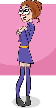 cartoon surprised or scared young woman or girl character vector