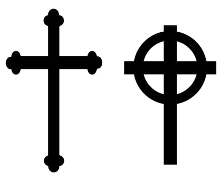 Church crosses set. Death and funerals vector illustration.