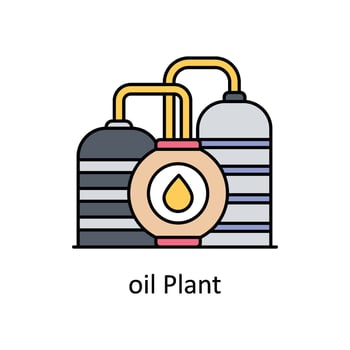 Oil Plant vector filled outline icon design illustration. Manufacturing units symbol on White background EPS 10 File