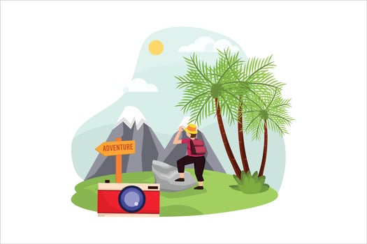 Vacation Traveler Flat Design Illustration vector