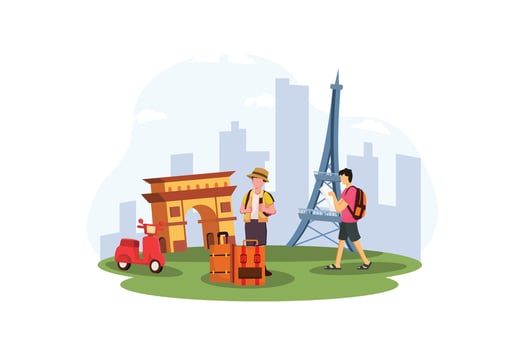 Vacation Traveler Flat Design Illustration vector