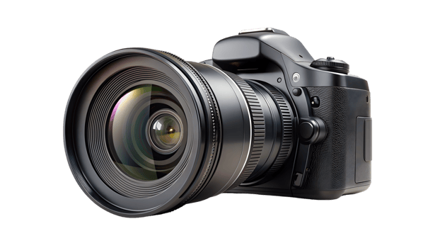 AI generated Camera With Attached Lens on Transparent Background png