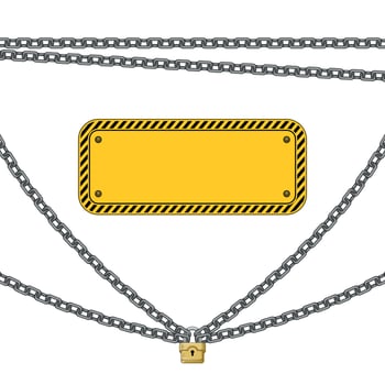 Warning sign with padlock and chains vector