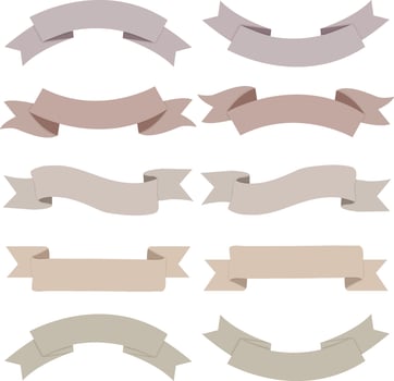 set of ribbons element hand drawn vector illustration for decorate invitation greeting birthday party celebration wedding card poster banner textile wallpaper paper wrap background