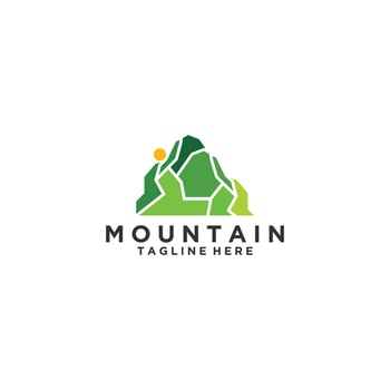 Mountain Landscape for Adventure Vintage logo design. vector