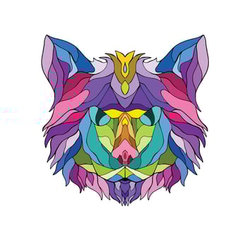 Colorful Shape Cat Face Nature Beauty vector
