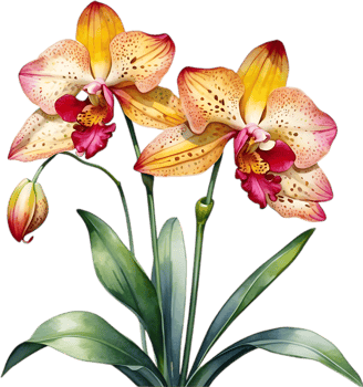 AI generated Watercolor painting of Leopard Orchid flower. png
