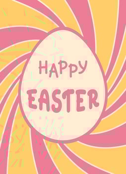 Happy Easter greeting card with groovy background in retro style vector