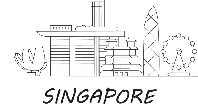 Singapore City Line Draw Free Vector
