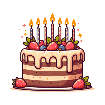 AI generated Birthday cake with candles for celebration concept. Perfect for birthday party invitations, greeting cards, social media posts, and event flyers. png