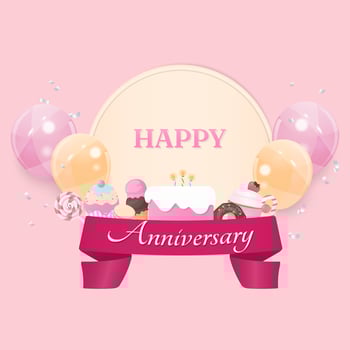 Sweet dessert banner with balloon vector