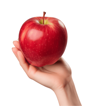 AI generated a hand-holding red apple isolated on a transparent background, PNG