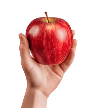 AI generated a hand-holding red apple isolated on a transparent background, PNG