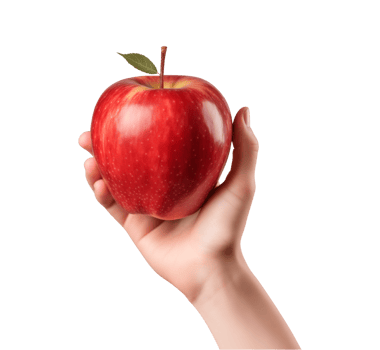 AI generated a hand-holding red apple isolated on a transparent background, PNG