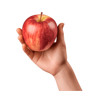 AI generated a hand-holding red apple isolated on a transparent background, PNG