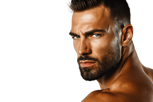 AI generated a man with a beard and no shirt png