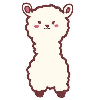 Isolated cute alpaca in transparent background.Cartoon cute alpaca. png