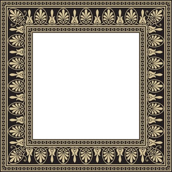 Vector gold and black square classical Greek ornament. European ornament. Border, frame Ancient Greece, Roman Empire.