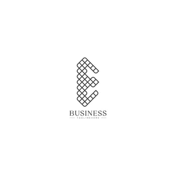 Flat design E line art logo template vector