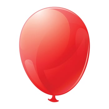 Red Balloon. Holiday illustration of flying glossy balloon for invite, greeting cards, banners and stickers. Vector illustration isolated on white background.