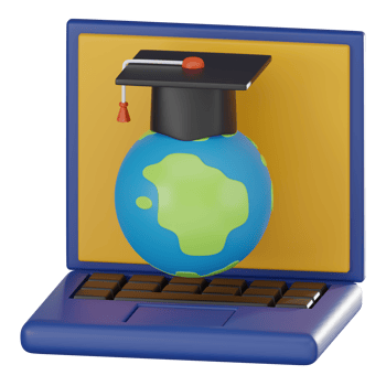 Global Graduation, Online Education with 3D Icon Graduation Hat and World. 3D Render png