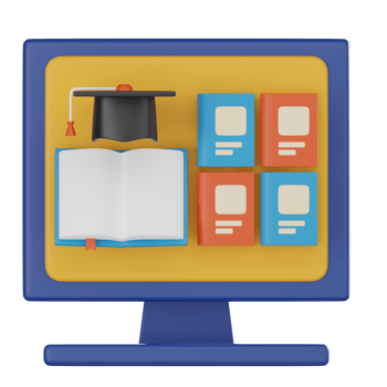 Online library in mesmerizing. 3D render. png