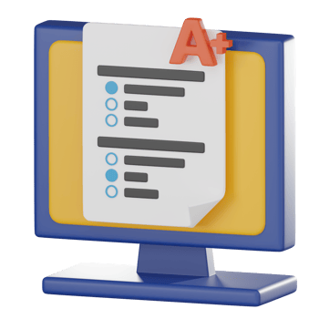 Digital Exam Result 3D Icon for Educational Success. 3D render png