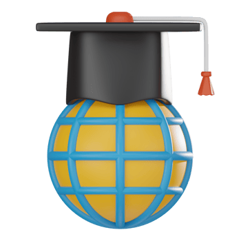 Global Graduation, Online Education with 3D Icon Graduation Hat and World. 3D Render png