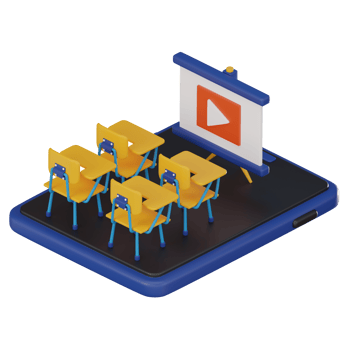 E-Learning Revolution, 3D Icon of Virtual Classroom for Remote Study. 3D render png