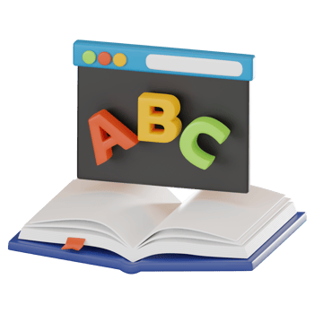 ABC on Open Book 3D Icon for Online Education and Learning. 3D render png