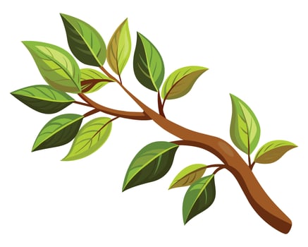Tree branch with leaf on a white background Vector illustration