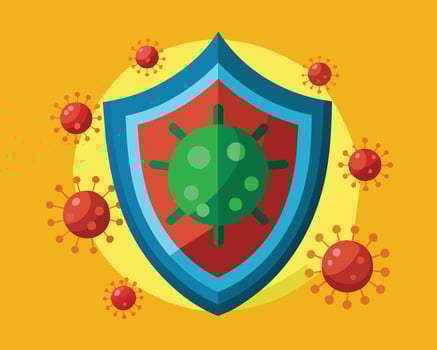 Vector Guard Green Shield Icon antivirus on a white background Vector illustration