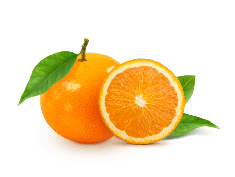 tangerine or mandarin fruit with leaves, transparent background png