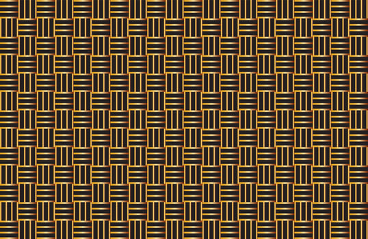 Illustration pattern weaving of golden color lines on black background. vector