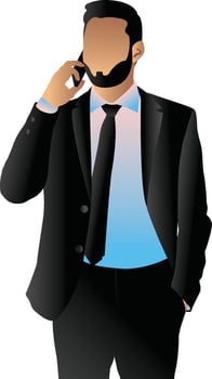 illustration of businessman stands and talking mobile phone on a white background vector