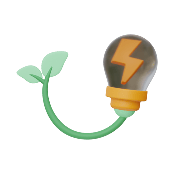 3d green energy bulb icon png