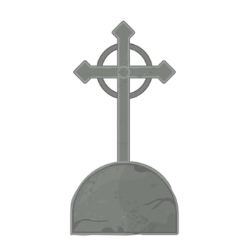 Vector illustration of a cemetery tombstone in cartoon style. Grave crosses and monuments