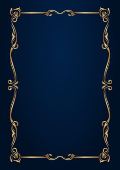 Vintage frame gold floral ornament vector