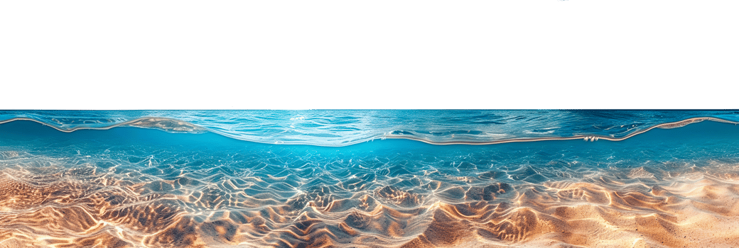AI generated Smooth water surface with underwater view and sandy bottom png