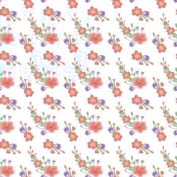 Cute spring seamless vector pattern with flowers