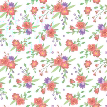 Cute spring seamless vector pattern with flowers